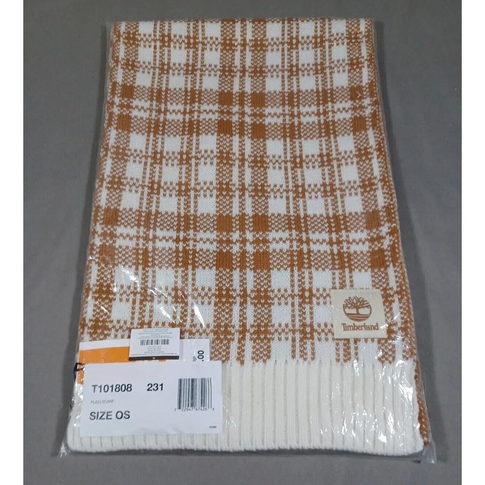 Timberland Scarf‎ Womens Wheat Buffalo Plaid One Size New